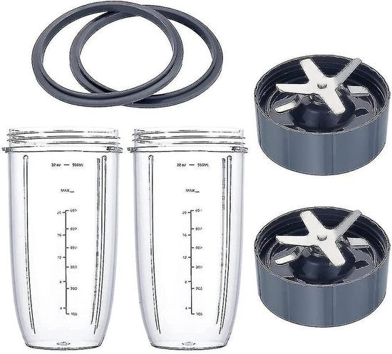 Compatibile con Nutri Bullet 600w/900w blender - inclusa grande tazza da 32 oz (946,4 ml) - coperchio e tappo riutilizzabile con gomma e pacchetto di sigillatura, compatibile con Nutri Bullet 600w/900w blenders