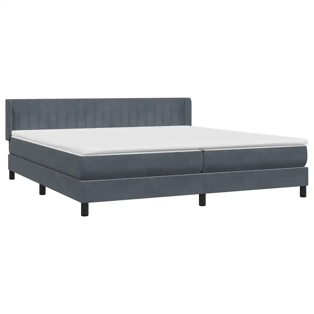 Giroletto a Molle con Materasso Grigio Scuro 180x220 cm Velluto