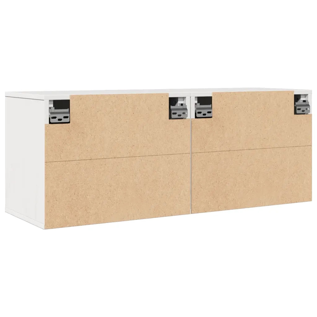 Pensili Bianchi 2 pz 45x30x35 cm in Legno Massello di Pino 813438