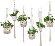 Decorazioni per piante in macramé a mano in cotone, set da 6 pezzi, per uso interno ed esterno.