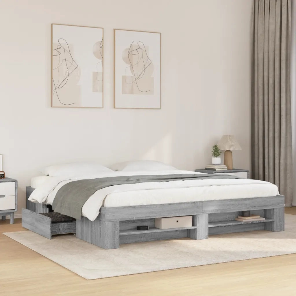 Giroletto senza Materasso Grigio Sonoma 180x200 cm Truciolato