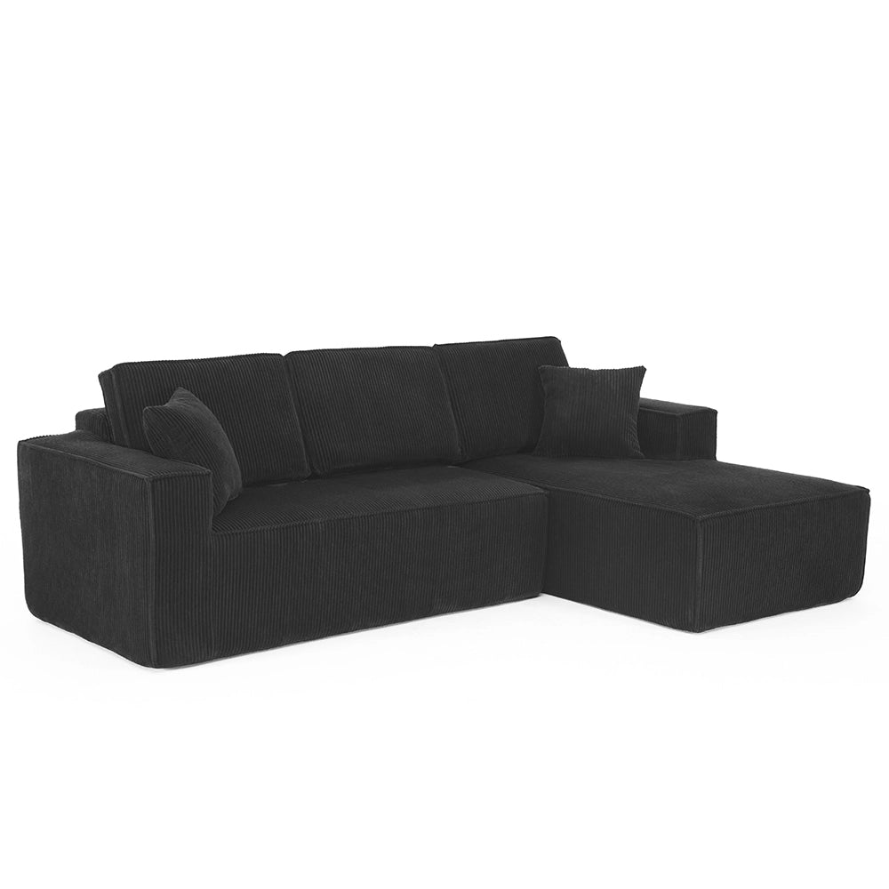 Divano angolare in velluto - Xylo - 2 posti + chaise longue, imbottitura in schiuma ad alta densit¨¤