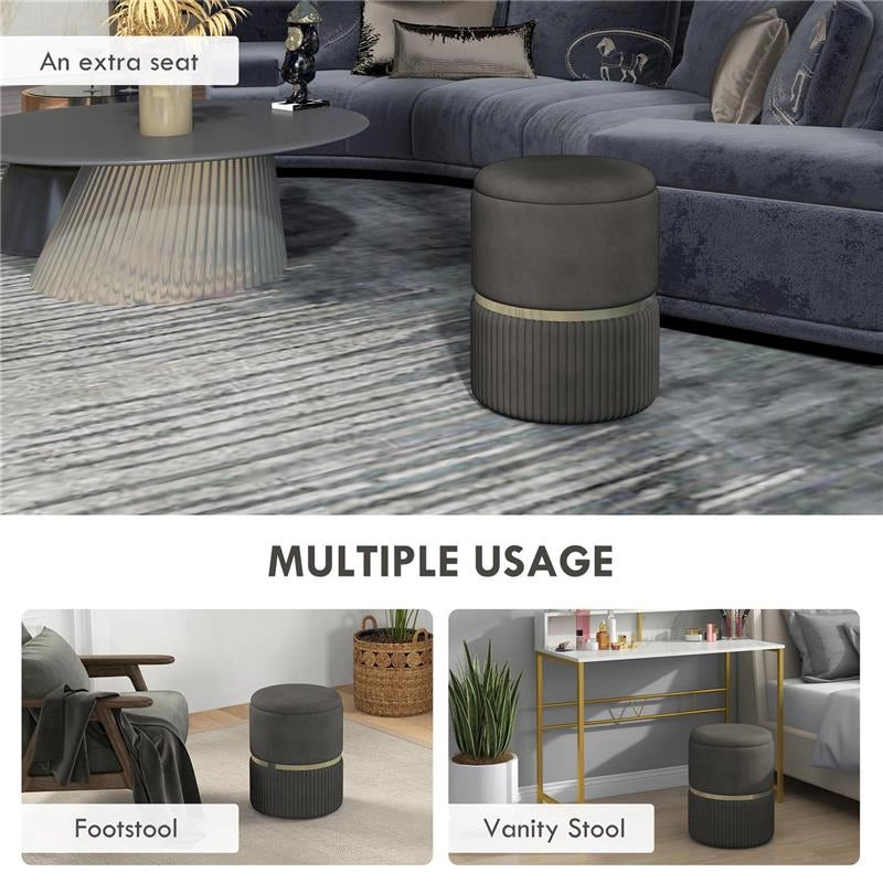POUF CONTENITORE 120 KG MAX PER SOGGIORNO, INGRESSO E CAMERA, IN POLIESTERE, 36X36X44 CM, GRIGIO
