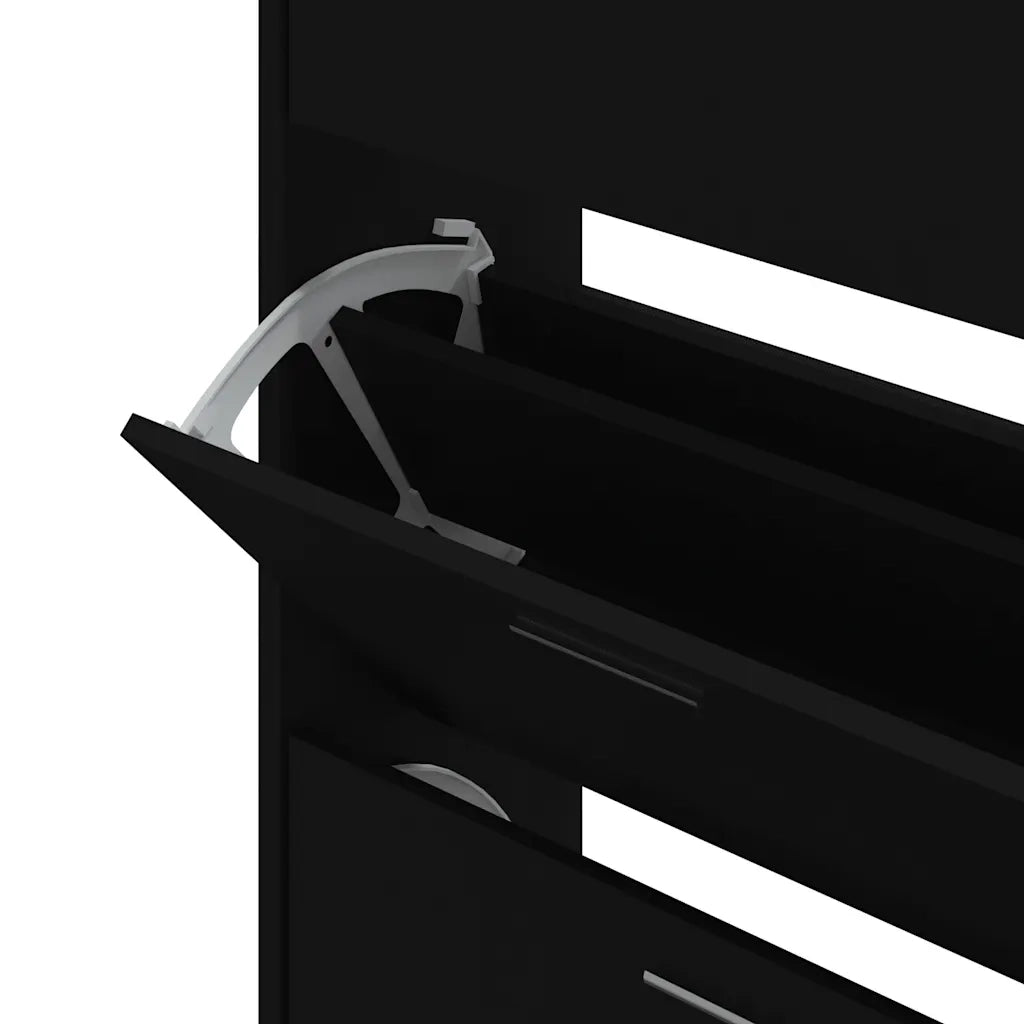 Scarpiera Nera 63x24x103 cm in Legno Multistrato 342552