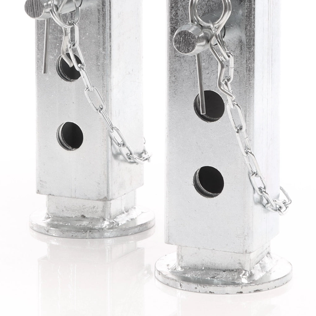 Set 2 piedi stabilizzatori per rimorchi roulotte 350mm, orientabili max 1300kg