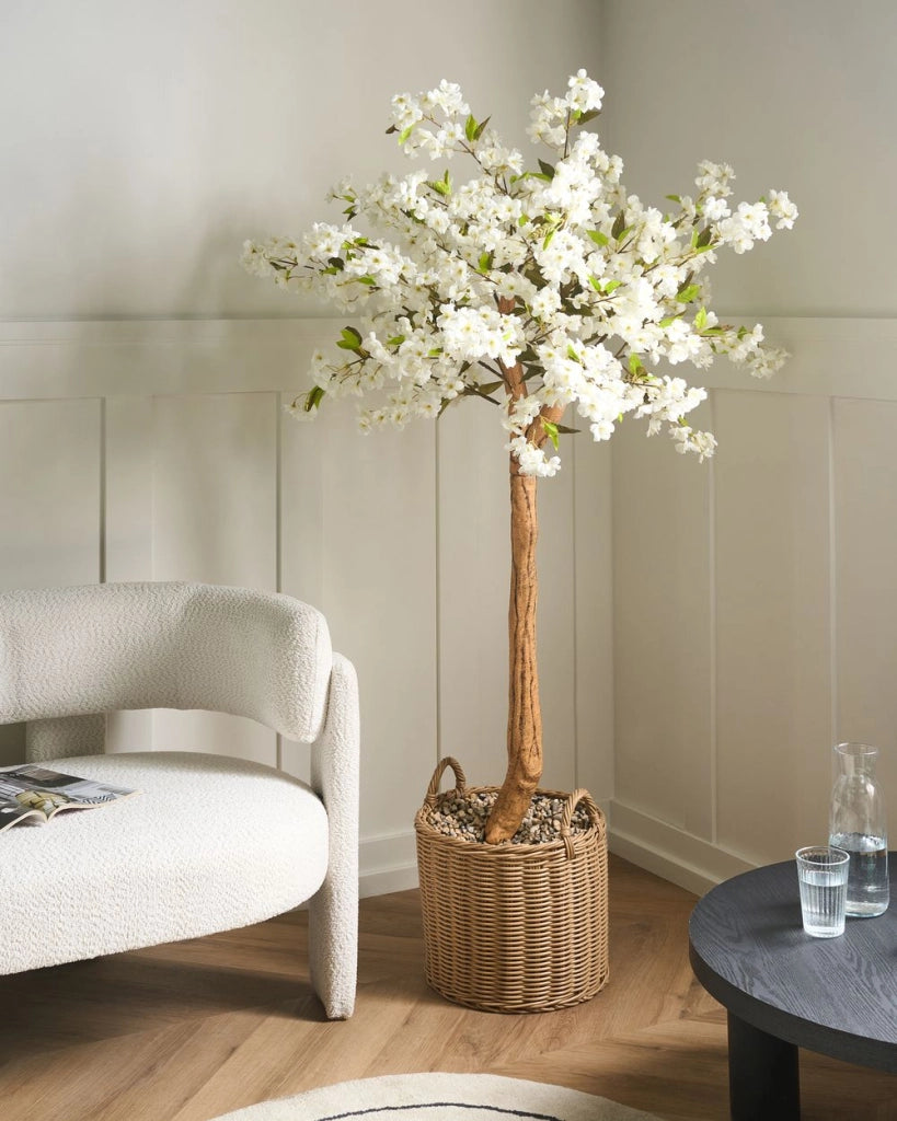 Pianta artificiale in vaso con foglie in plastica bianca 180 cm accessorio decorativo per interni