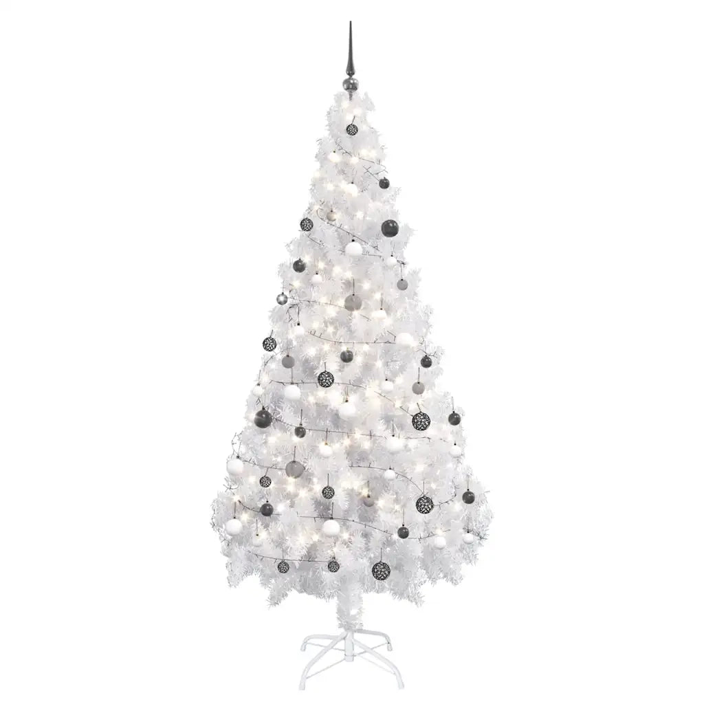 Set Albero Natale Artificiale LED e Palline Bianco 180cm PVC  cod mxl 15692