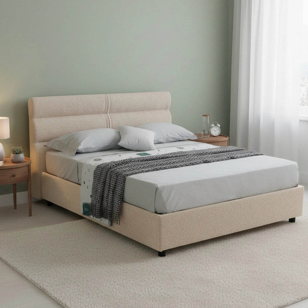 Letto Matrimoniale Bedero, Letto Matrimoniale Materasso Incluso Made in Italy, Grigio Tortora\