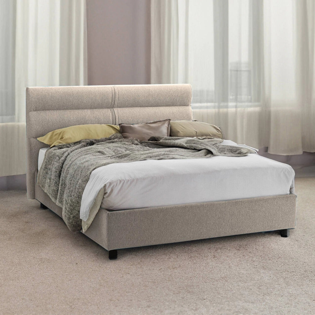 Letto Matrimoniale Bedero, Letto Matrimoniale Materasso Incluso Made in Italy, Grigio Tortora\