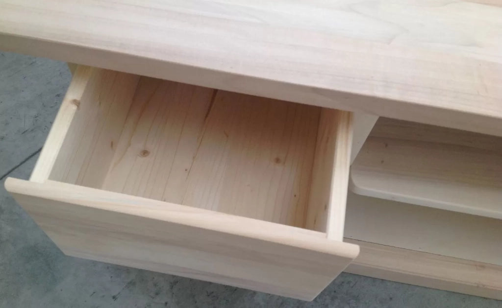 Porta tv 4 cassetti arte povera in legno grezzo  l.120 p.53 h.53 (982) - Mobili 2G
