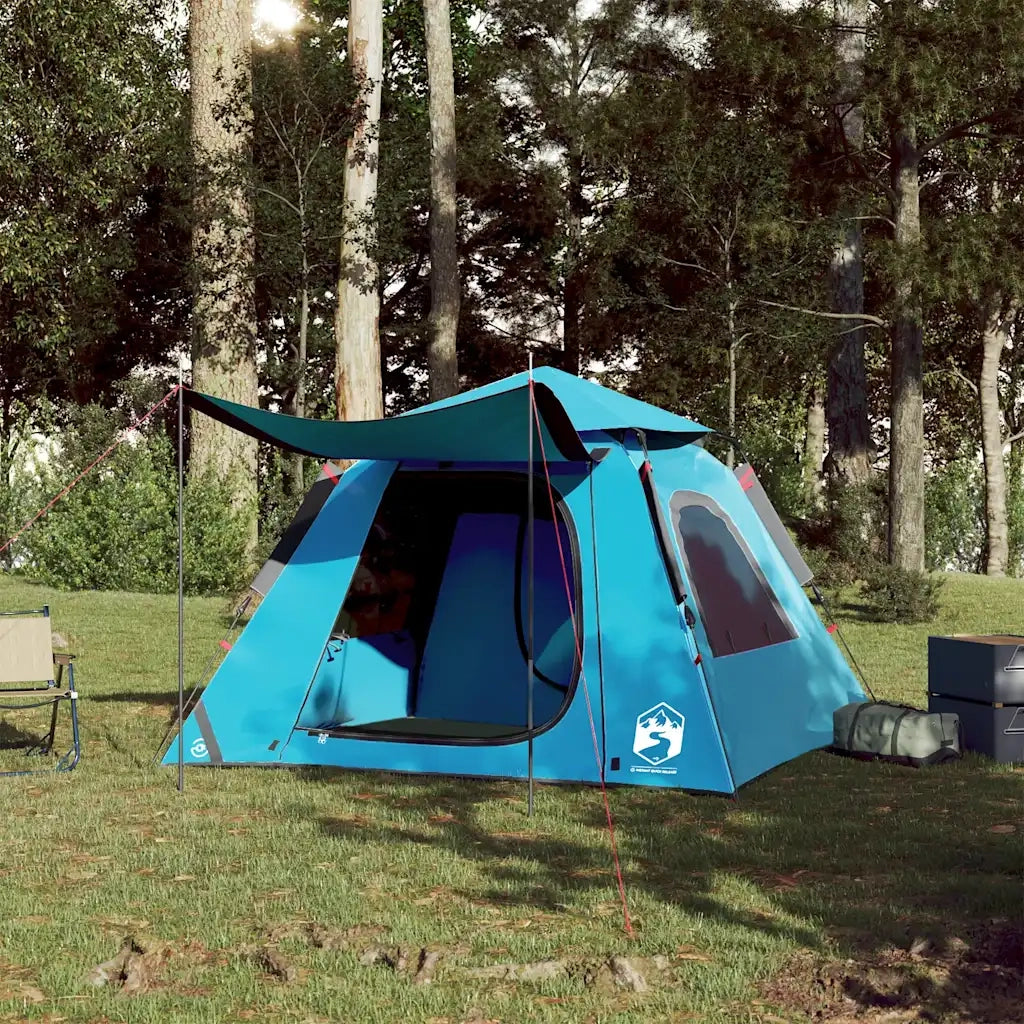Tenda a Cupola da Campeggio 4 Persone-Tenda per Escursionismo Blu a Rilascio Rapido 666430