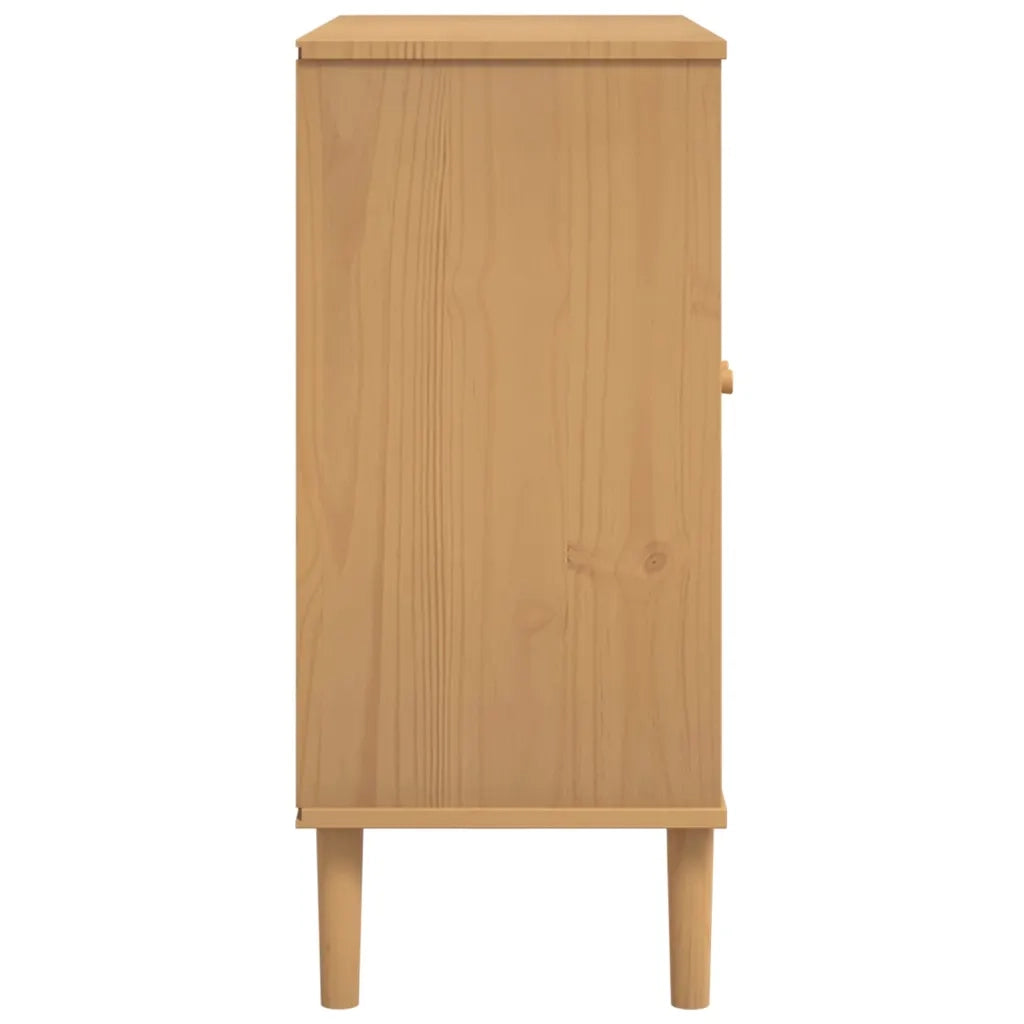 Credenza | Madia | Buffet da pranzo | Armadio da pranzo SENJA Aspetto Rattan Marrone 80x35x80 cm Massello Pino