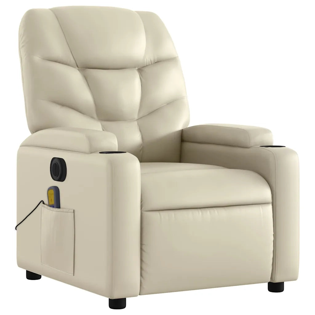 Poltrona Massaggiante Elettrica Reclinabile Crema Similpelle 3204652