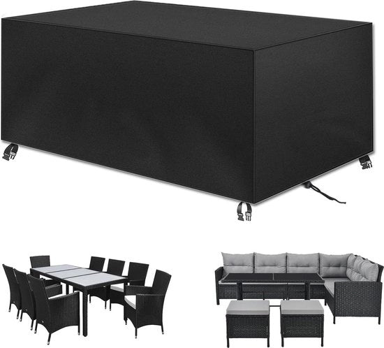 Ombrellone per giardino acqua resistente - 420D materiale - Ombrellone da tavolo e sedie per terrazzo - 200 x 150 x 50 cm - Nero