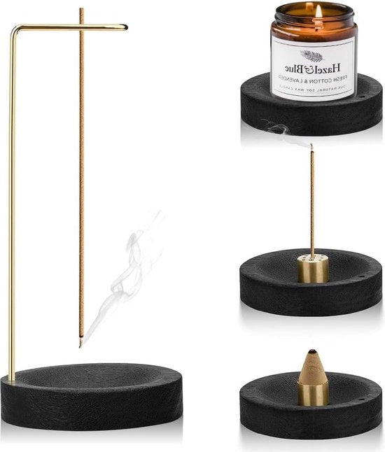 Sostegno per incenso base in legno manufatto a mano design moderno per uso domestico - yoga meditazione.