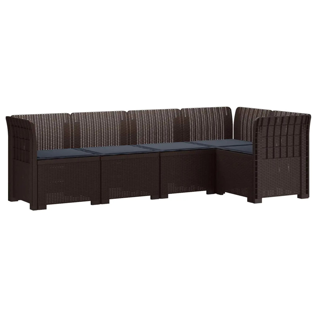 Divano da Giardino 5 Posti con Cuscini Stile Rattan PP Marrone 3444041