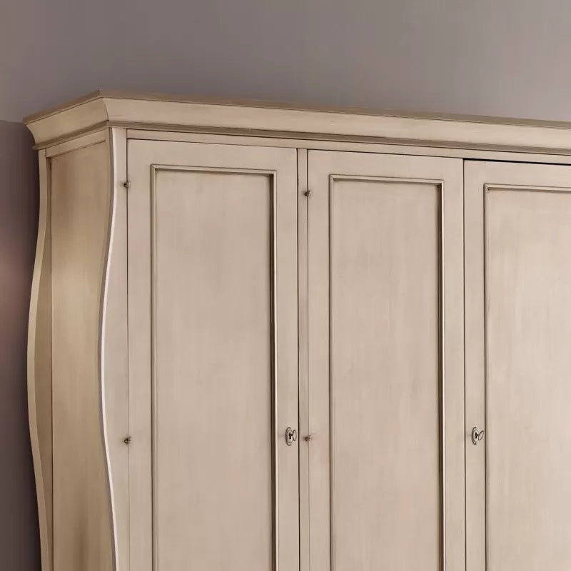 Armadio classico 3 porte in legno shabby avorio tortora 182x64x212 (1478) - Mobili 2G