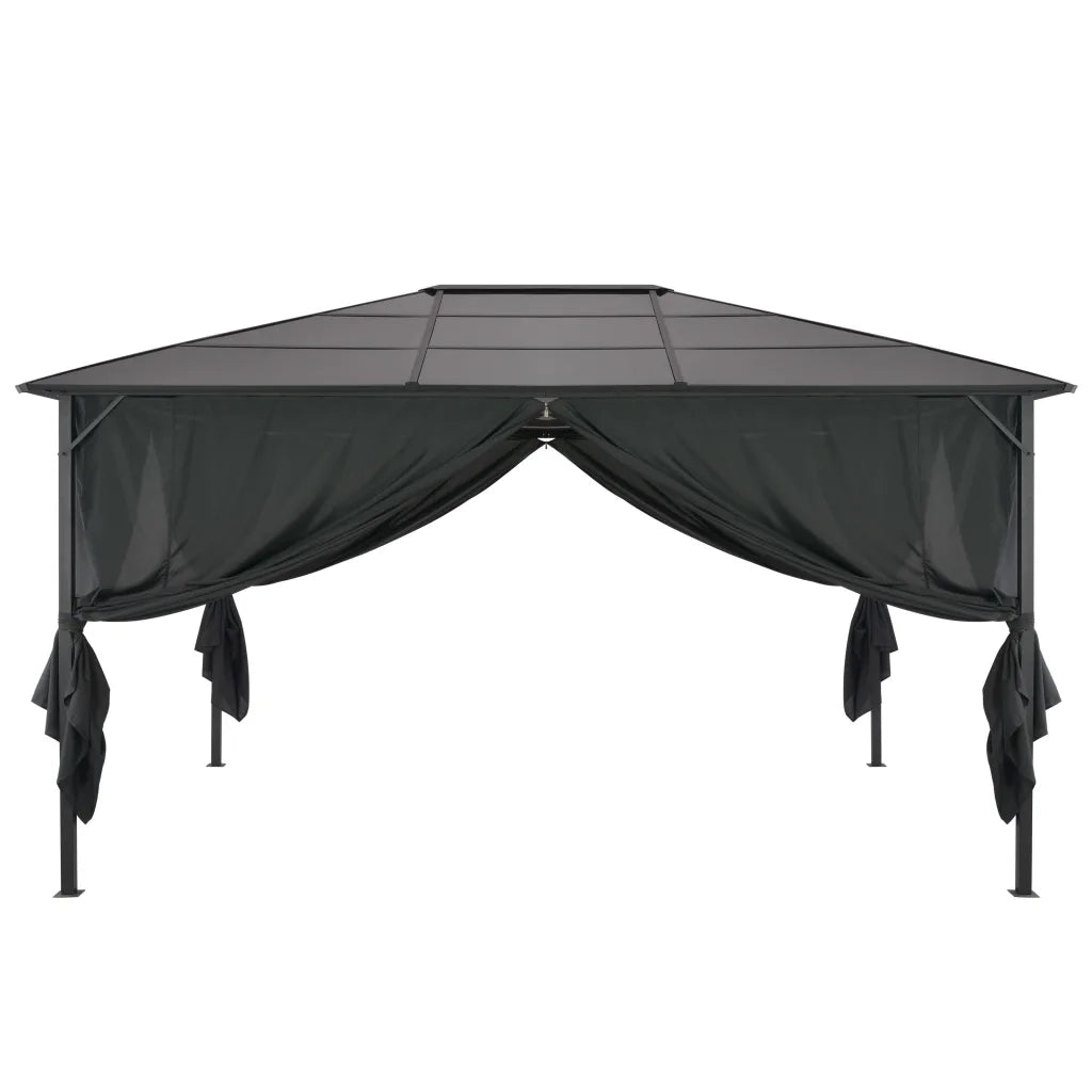 Gazebo con Tende in Alluminio 4x3x2,6 m Nero