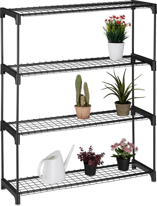 Pianta a 4 livelli - per interni - in metallo - 106 x 91 x 28 cm - nero