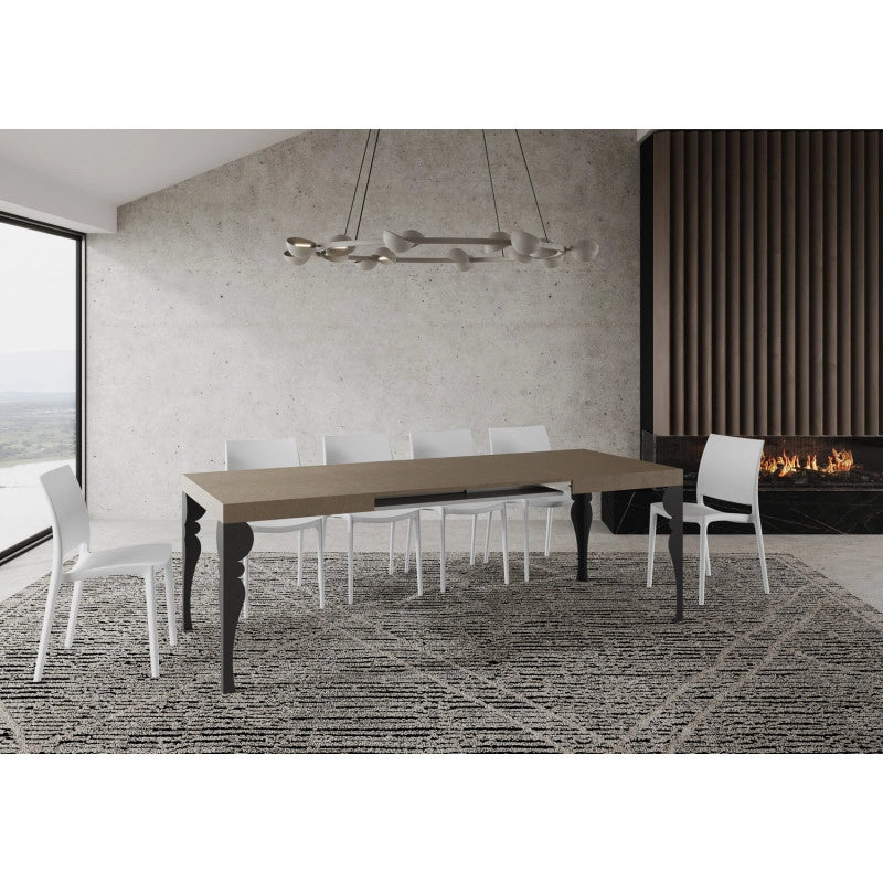 Tavolo allungabile 120/380x90 cm Paxon telaio Antracite - Tortora
