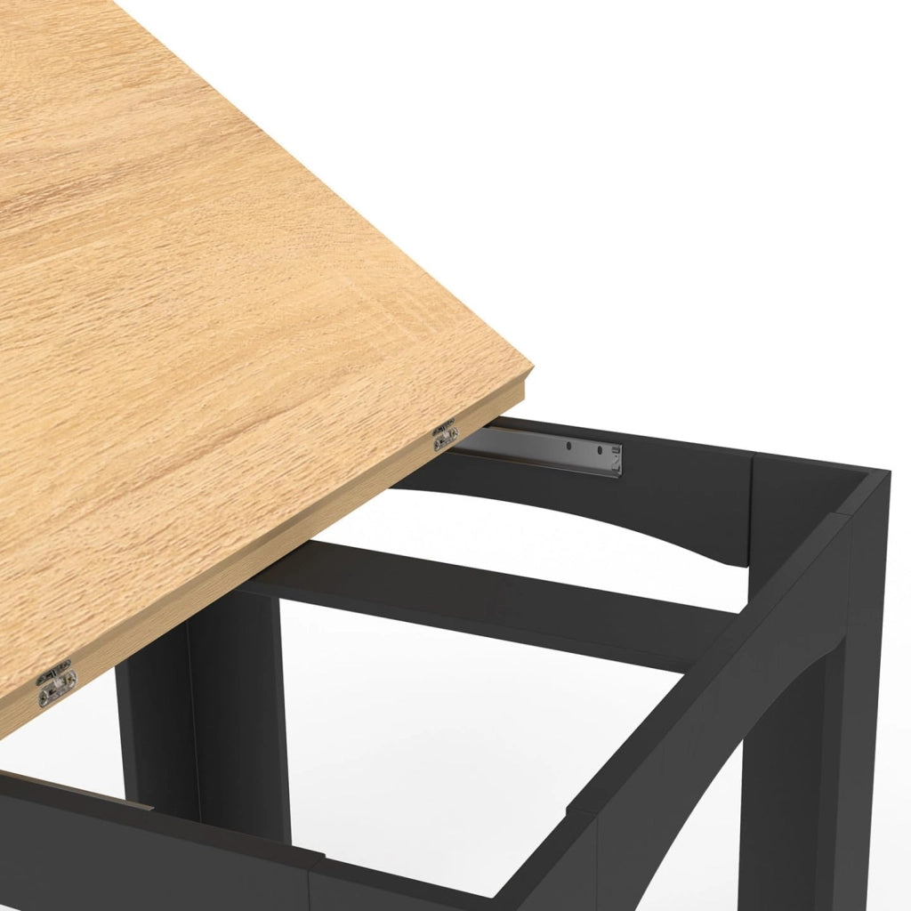 Tavolo da pranzo allungabile DONA 4-8 persone piano in faggio nero 80-160 cm