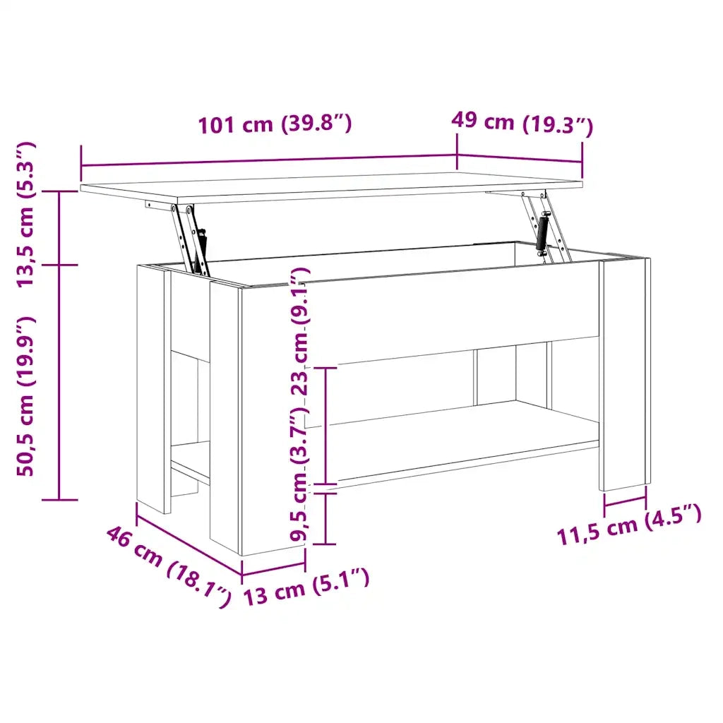 Tavolino da Salotto Grigio Sonoma 101x49x52cm Legno Multistrato 819273