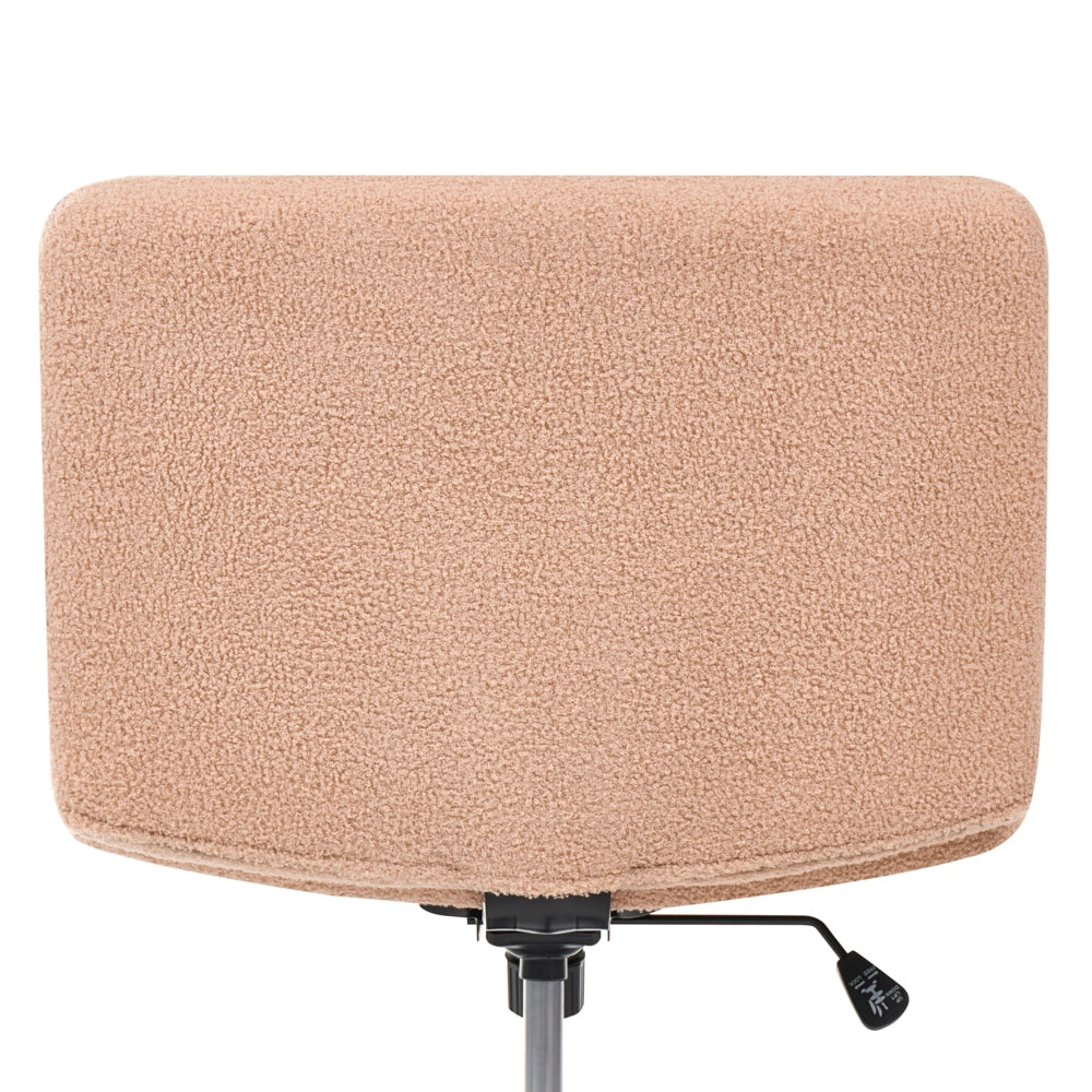 Sedia da scrivania per ufficio rosa pesca Boucle Teddy Rivestimento ampio senza braccioli Seduta pneumatica Base girevole Inclinabile