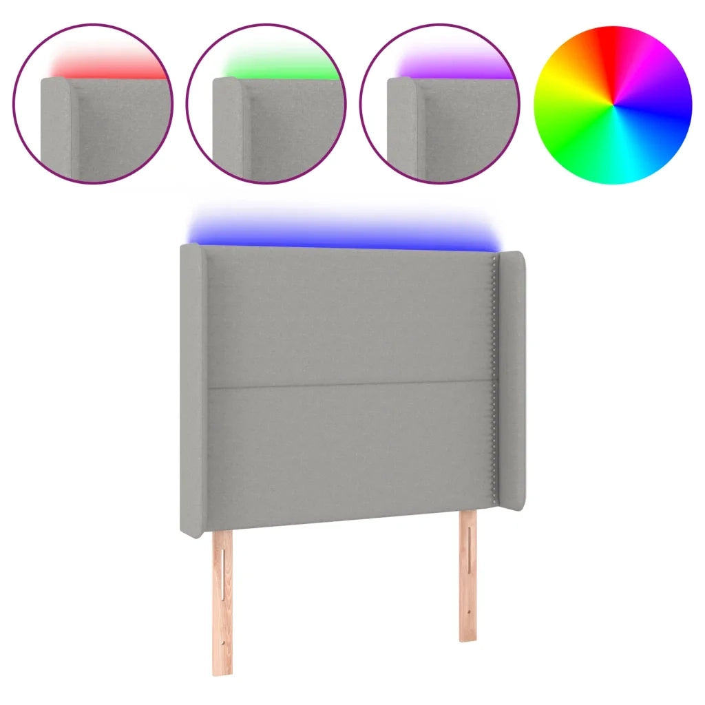 Testiera a LED-Testata con LED Grigio Chiaro 103x16x118/128 cm in Tessuto 893802