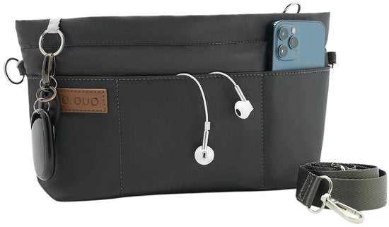 Organizzatore per tasca, zaino, tote con cinturino regolabile, inserti nylon impermeabili (grigio scuro, M)