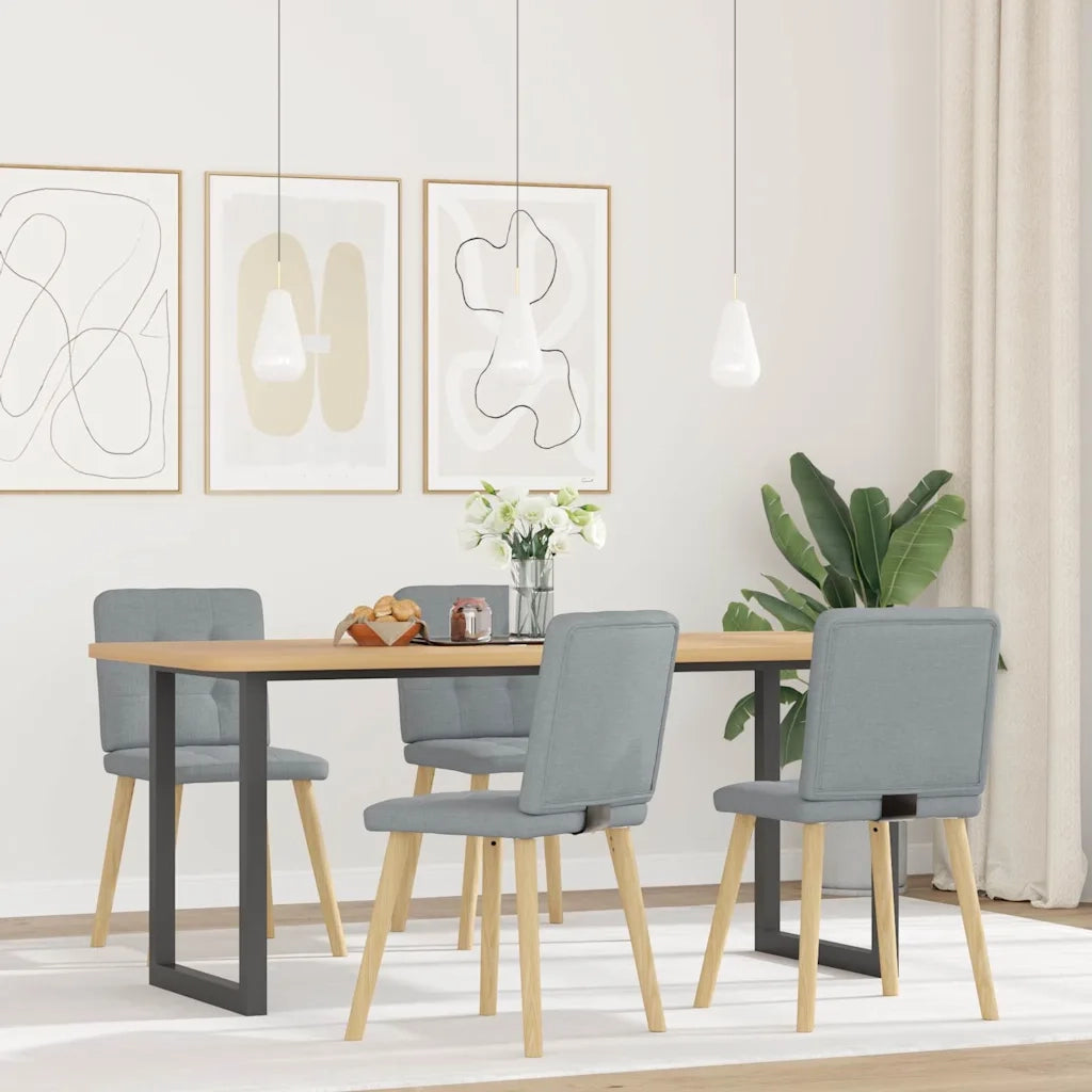 Sedie da Pranzo 4 pz | Sedie da cucina Grigio Chiaro in Tessuto