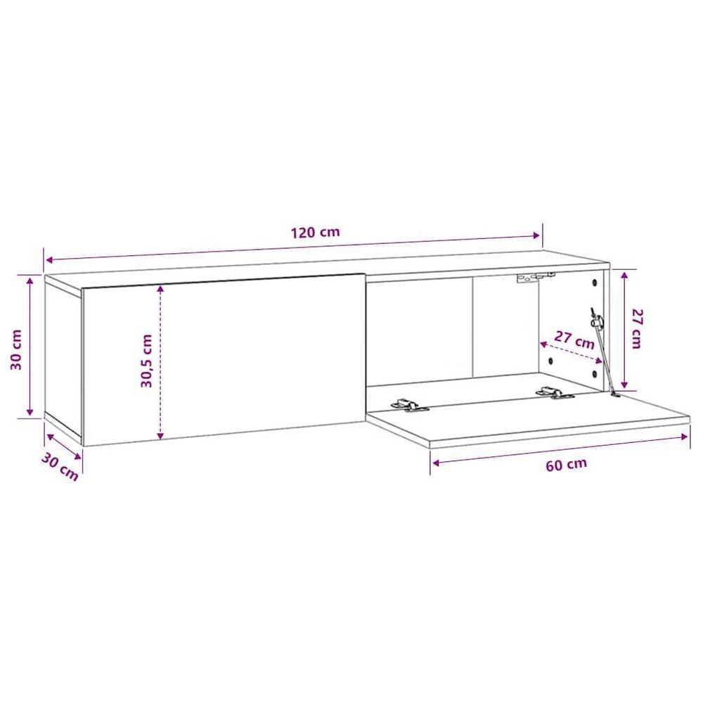 TV Wall Cabinet Smoked Oak 120x30x30 Cm Wood Material