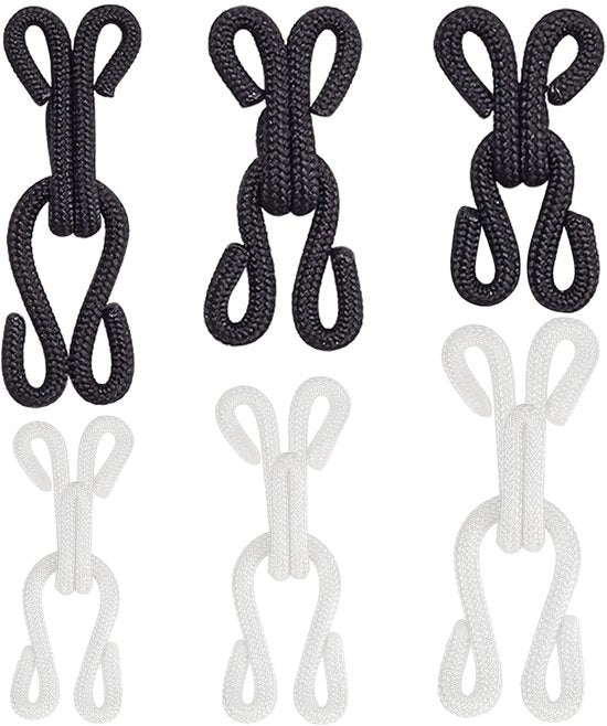 Haken e chiusure oculari in grandi quantità - 48 set - Nero e Bianco - Ideali per abbigliamento e accessori