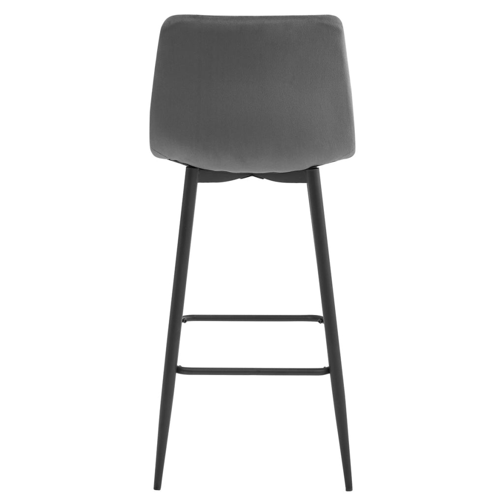 Sgabello bar Arceto in velluto grigio scuro con gambe nere