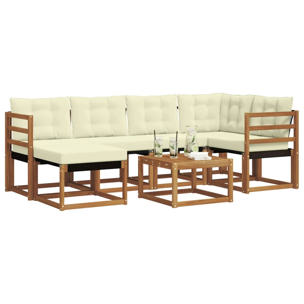 Set di divani da esterno con cuscino 7 pcs Naturale e Crema 3368845