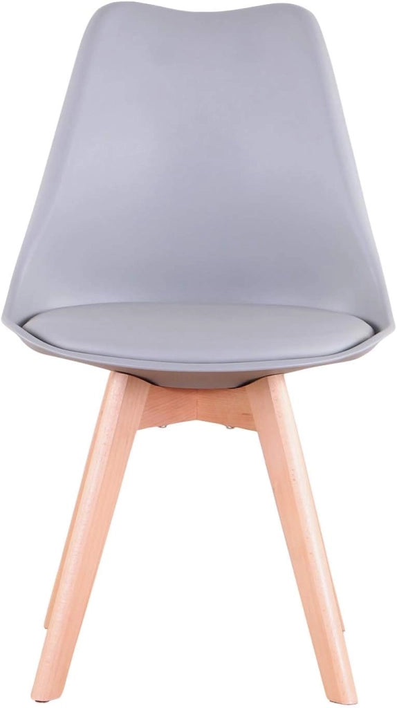 GrandCA HOME Set di Mobili, Tavolo da Pranzo Rotondo e 4 Sedie da Pranzo, Piano Resistente, Sedile Imbottito, Gambe in Legno di Faggio, Grigio