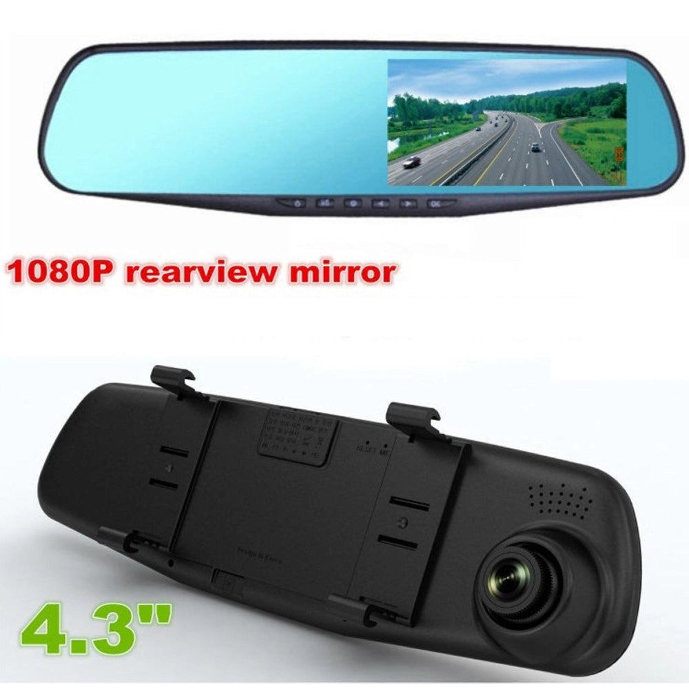 Trade Shop - Auto Rearview Specchietto Dvr Telecamera Full Hd 1080p 4.3 "lcd Con Retro Cam -