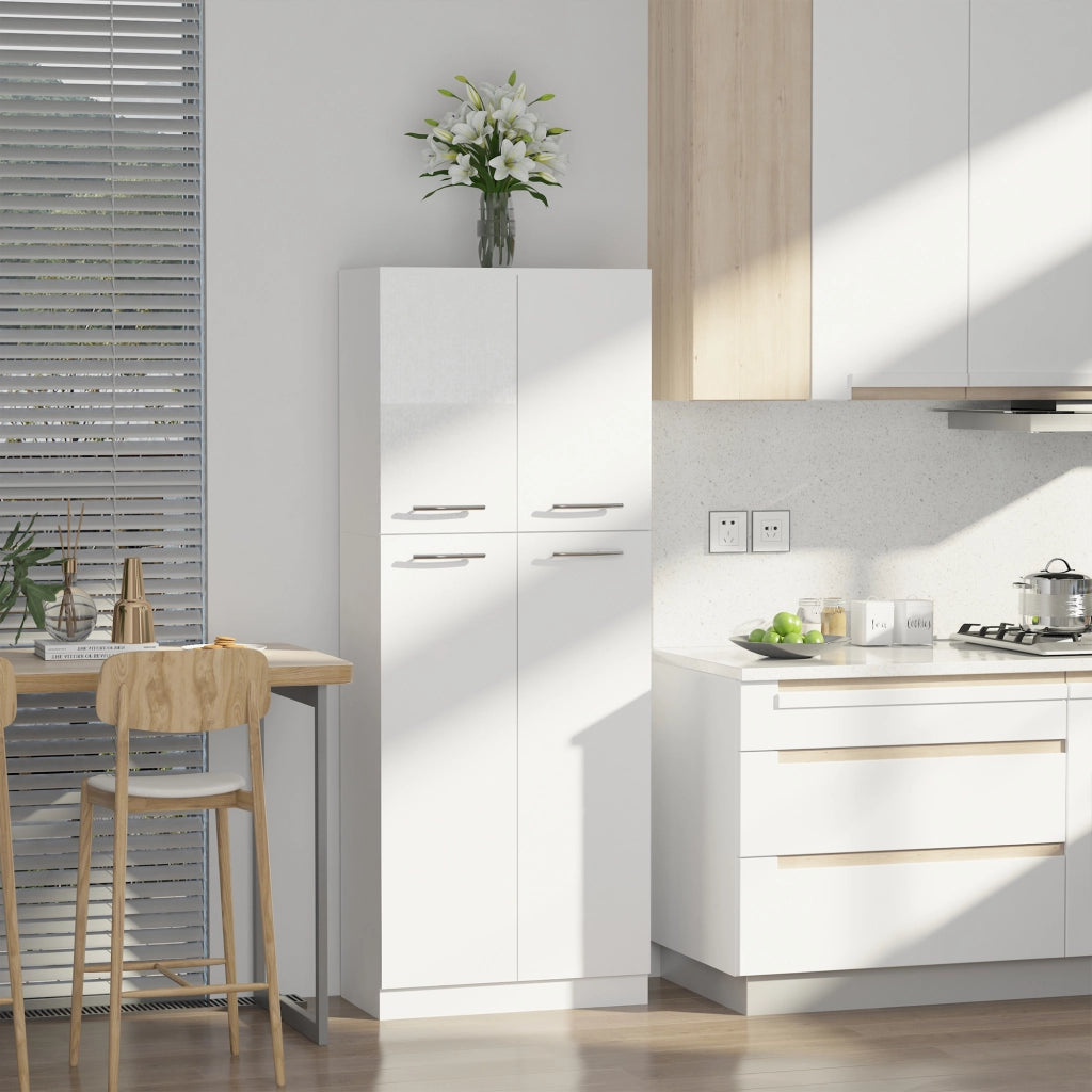 EasyComfort Armadio Multiuso a 4 Ante con Mensole Regolabili in MDF, 59x31x155cm, Bianco