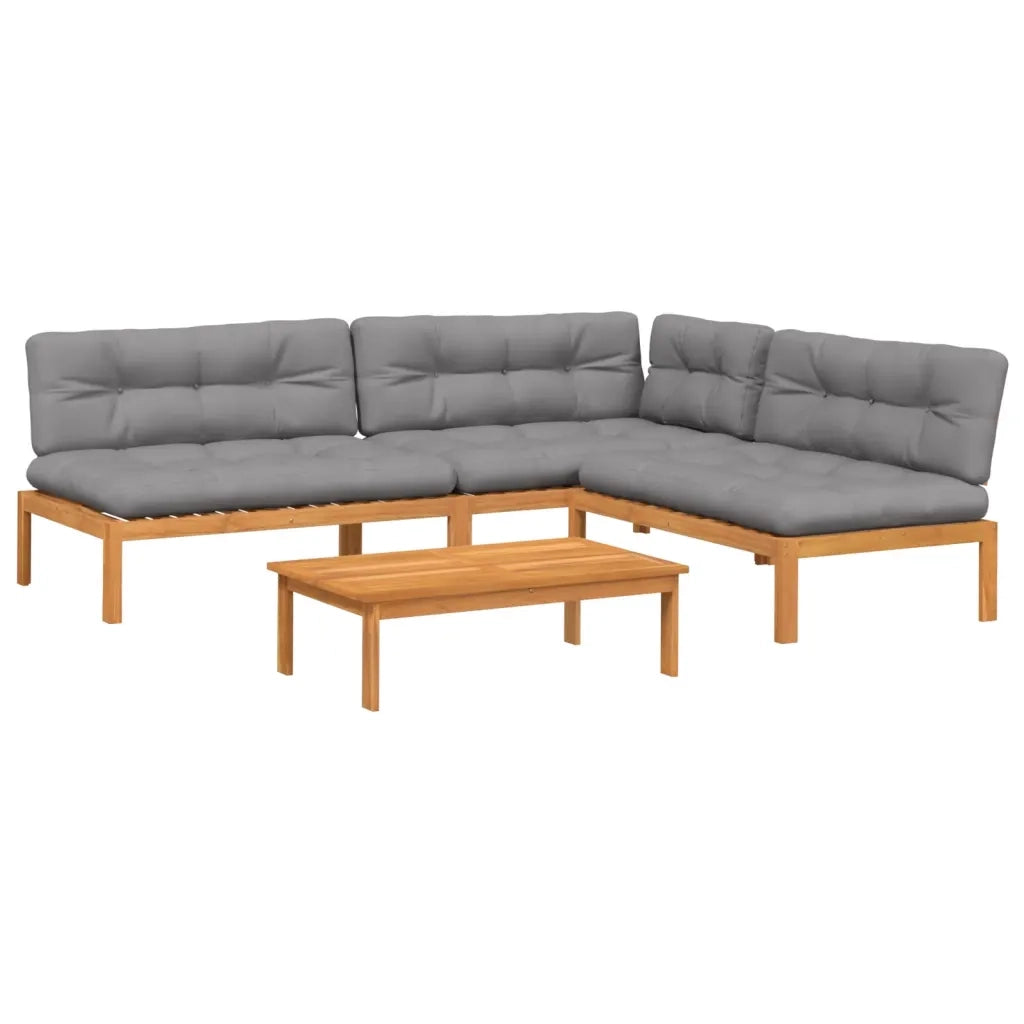 Set Divani Pallet Giardino 4pz Cuscini Legno Massello Acacia