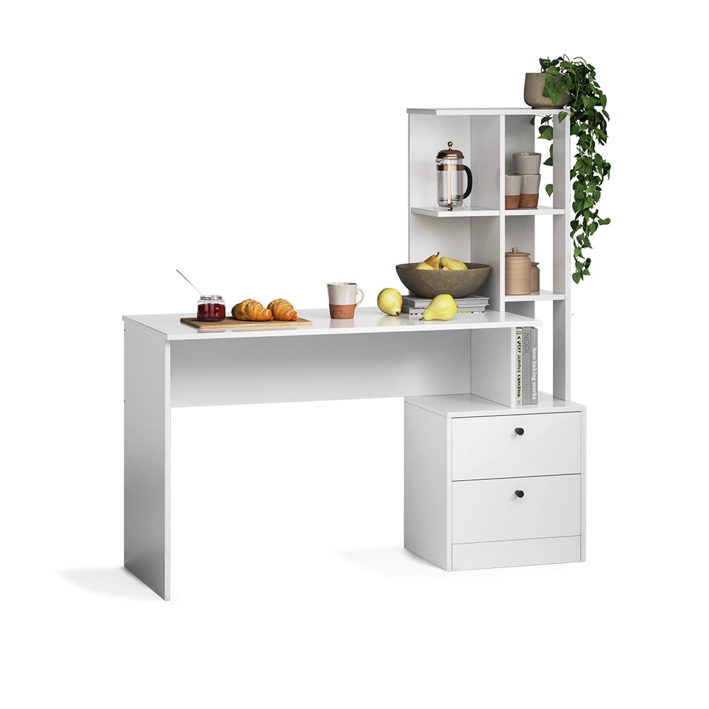 Vicco Tavolo da pranzo Bianco 136 x 55 cm con 2 cassetti