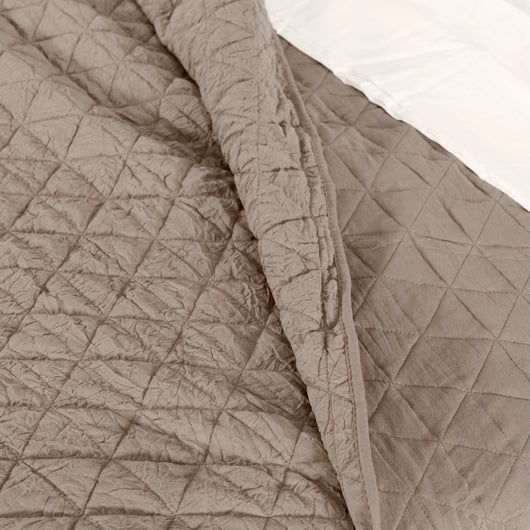 Copriletto Trapuntato Matrimoniale 250x250 cm Effetto Stropicciato, Trapunta Leggera con Imbottitura in Microfibra Anallergica 100 g/m², Copriletto Moderno per Mezza Stagione e Arredo Camera Beige