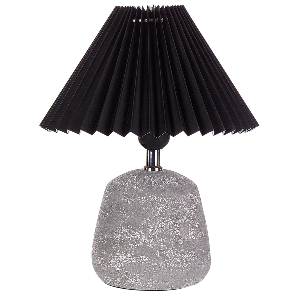 Set di 2 lampade da tavolo Base in ceramica nero Paralume sintetico plissettato Luce notturna da comodino