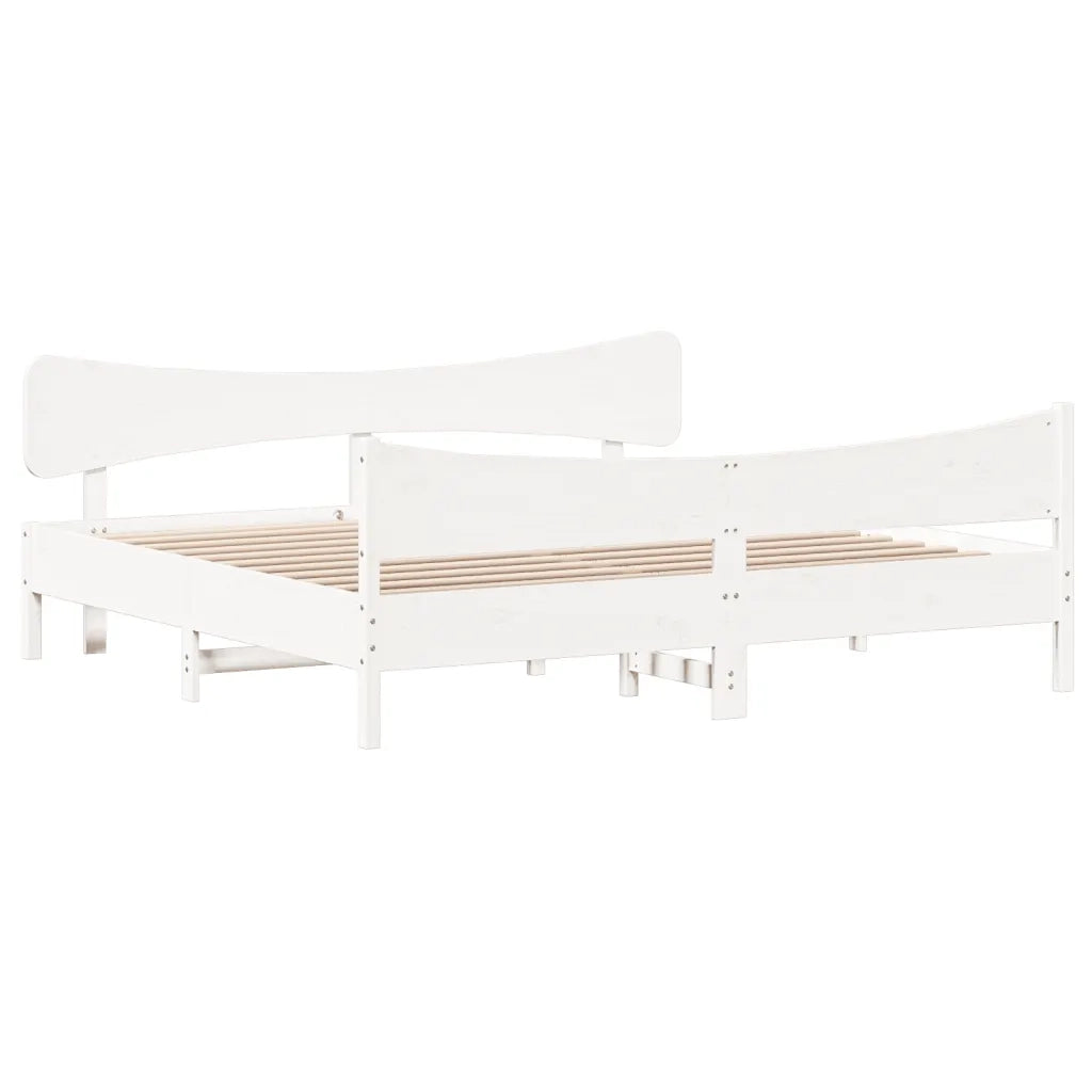 Giroletto senza Materasso Bianco 200x200 cm Legno Massello Pino 3216370