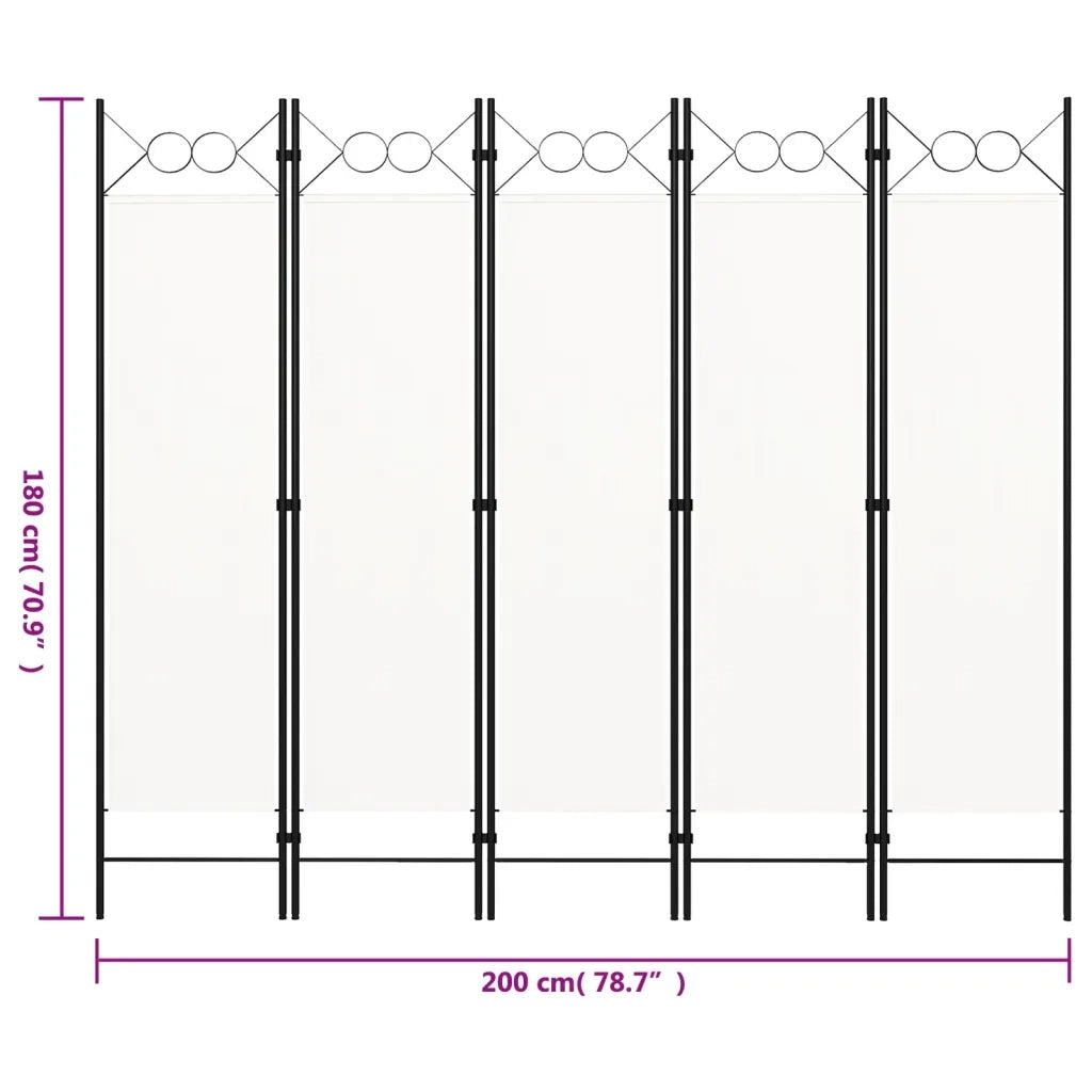 Paravento a 5 Pannelli Bianco 200x180 cm 320707