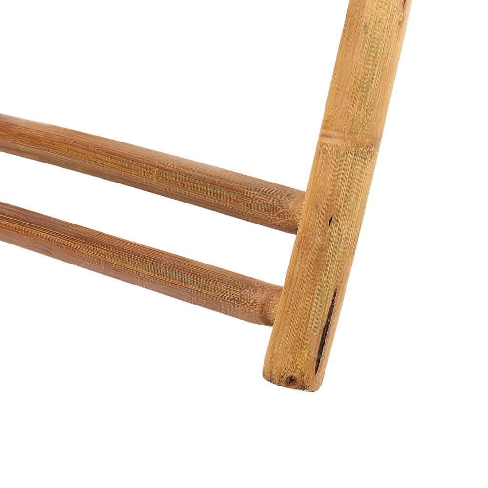 Set di 2 Sdraio Pieghevoli in Legno di Bambù con Telo Bianco Sporco