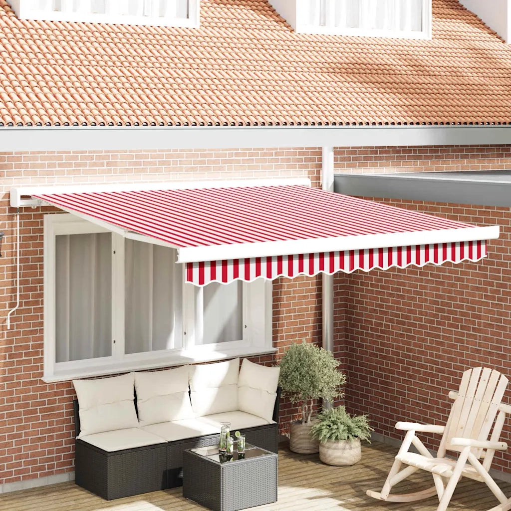 Tenda Retrattile Rosso e Bianco 300 x 250 cm Tessuto e Metallo 3329991