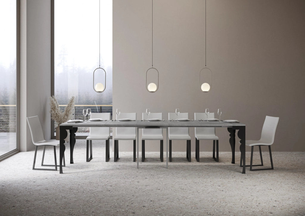 Consolle Allungabile 90-300x40x77 cm in Nobilitato Grigio