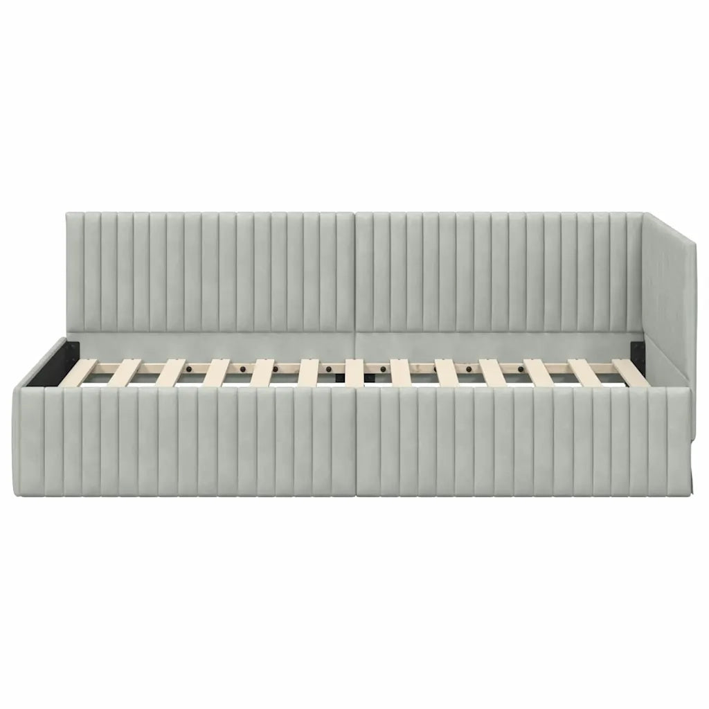 Cornice del letto ad angolo Grigio chiaro 90 cm x 190 cm