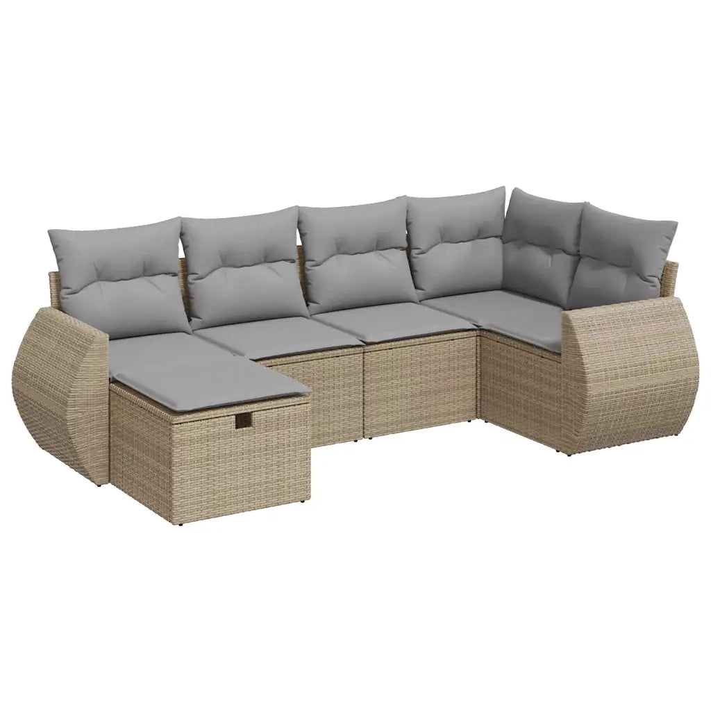 Set Divano da Giardino 6 pz con Cuscini Beige in Polyrattan 3325585
