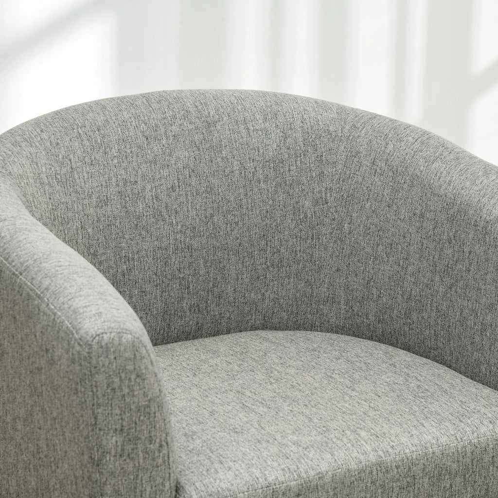 Poltrona Moderna Imbottita in Tessuto con Gambe in Legno ¨C Minimal ¨C Grigio, 74x63x73cm
