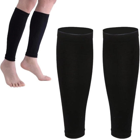 Compressi con alta elasticità per supporto e sollievo alla gamba - Protezioni ginocchia sportive - Nero - 25 x 10 cm.
